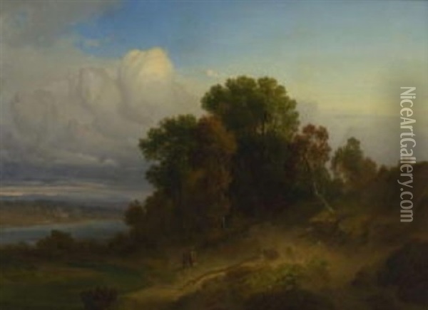 Romantische Landschaft Oil Painting - Georg Mauckner