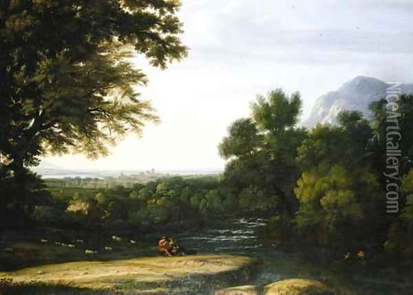 An Arcadian landscape with Mercury and Argus Oil Painting - Roman School