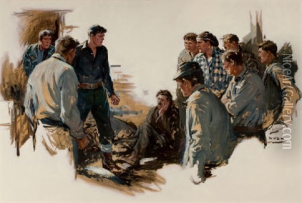 The Fights Over Oil Painting - William Henry Dethlef Koerner