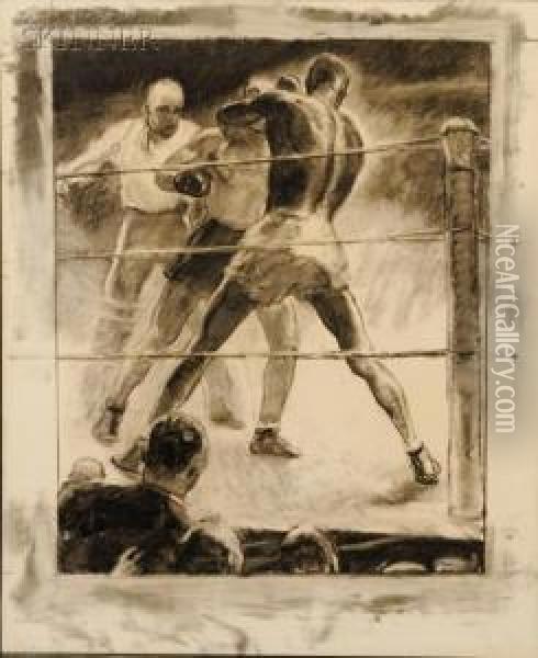 Boxing Match Oil Painting - Herbert Morton Stoops