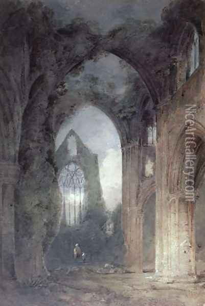 Tintern Abbey by Moonlight Oil Painting - John Sell Cotman
