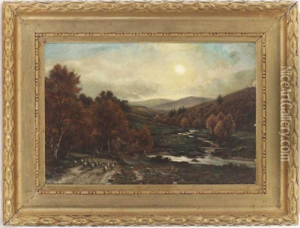 Herbstliche Bachlandschaft In Den Highlands Oil Painting - George Turner