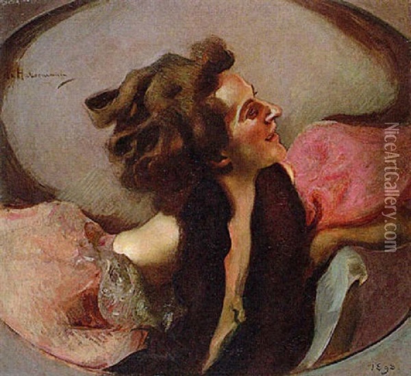 Olga Mit Rosa Aermeln Oil Painting - Hugo von Habermann the Elder