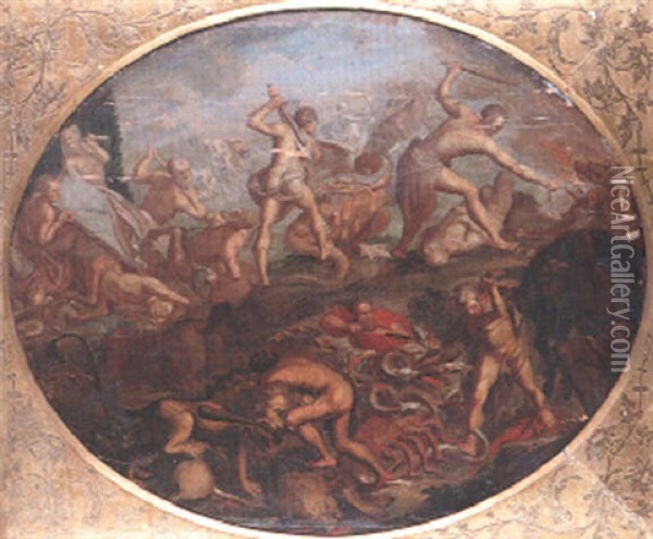 Hercule Combattant L'hydre Oil Painting - Theodor Boeyermans