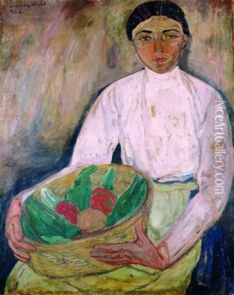 Dziewczyna Z Koszem Oil Painting - Leopold Gottlieb
