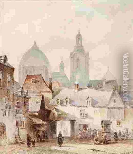 A Crowd On The Square Of Mainz Oil Painting - Pieter Gerard Vertin