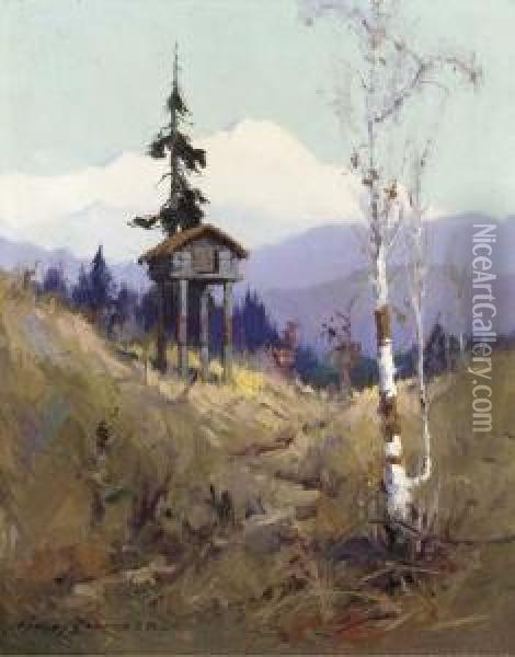 Food Cache, Mount Mckinley Oil Painting - Sidney Laurence