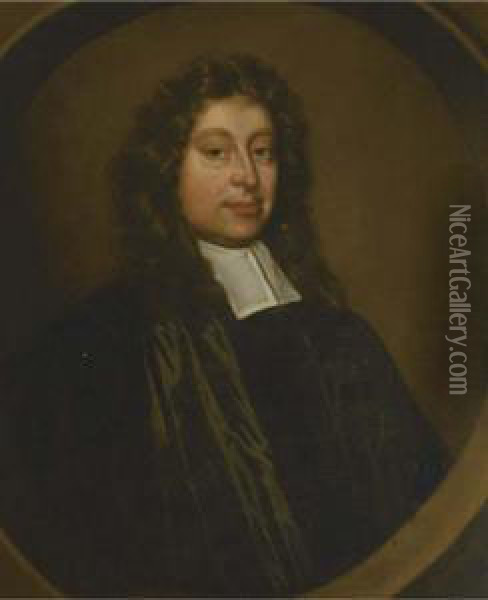 Portrait Of A Clergyman, Bust-length, In Robes, Feigned Oval Oil Painting - Mary Beale