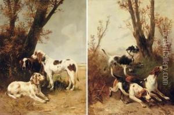 Chiens De Chasse (hunting Dogs) Oil Painting - Henry Schouten