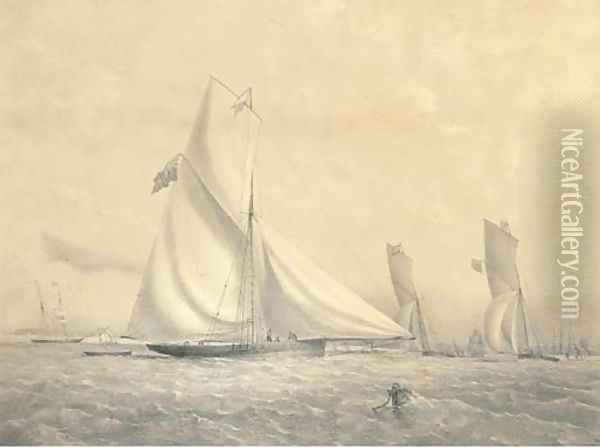 The cutter yacht Phantom, by T.G. Dutton Oil Painting - Nicholas Matthews (1816-51) Condy