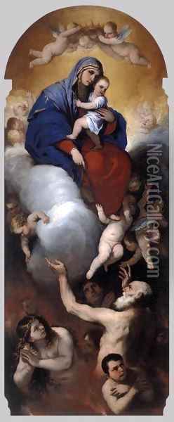 Virgin and Child with Souls in Purgatory Oil Painting - Luca Giordano