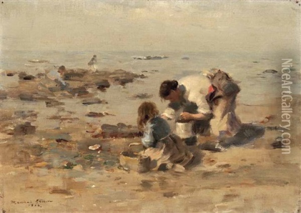 Muschelsammlerinnen Am Strand Oil Painting - William Marshall Brown