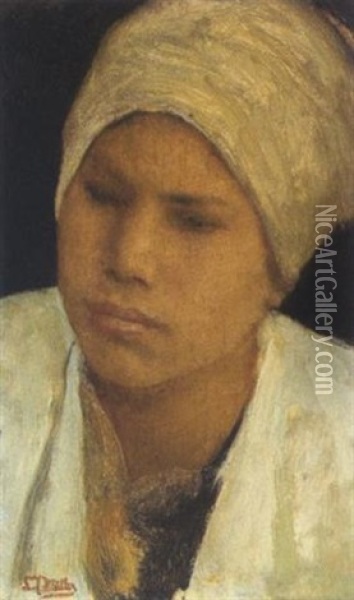 Portrait Einer Jungen Frau Oil Painting - Carl Leopold Mueller