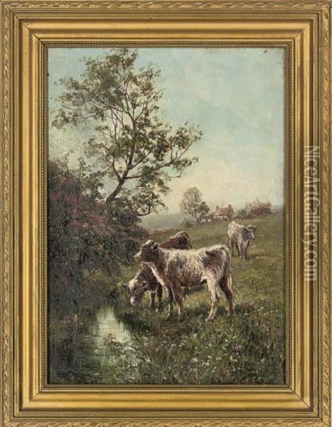 Cows By A River Oil Painting - John Falconar Slater