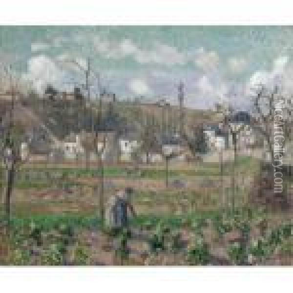 Le Jardin De Maubuisson, Pontoise, La Mere Belette Oil Painting - Camille Pissarro