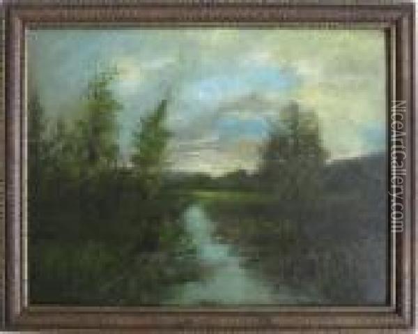 Landscape With River Oil Painting - Frederick Tucker