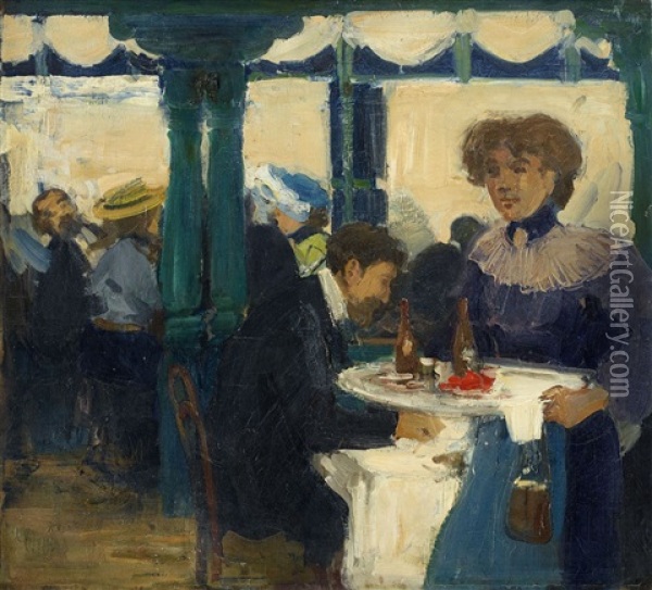Pa Restaurant Oil Painting - Goesta von Hennigs