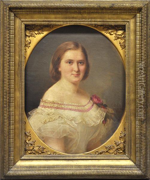 Portrait Einer Blonden Dame Oil Painting - Edmund Wodick