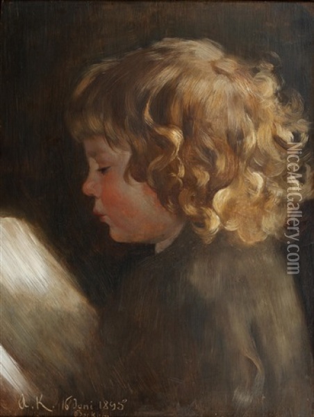 Portrait Study Of A Child Oil Painting - Arthur Kampf