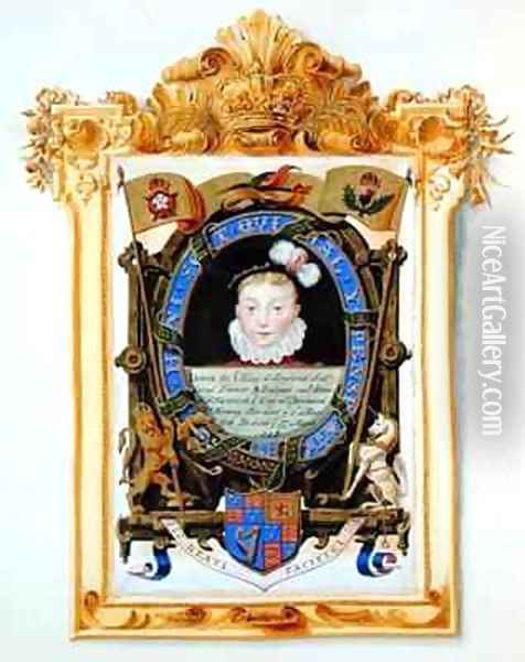 Portrait of James VI of Scotland Later James I of England as a boy c 1574 from Memoirs of the Court of Queen Elizabeth Oil Painting - Sarah Countess of Essex