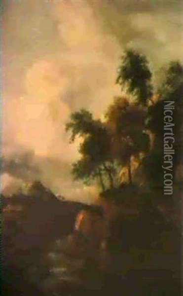 Paysage A La Cascade Oil Painting - Jacob Van Ruisdael