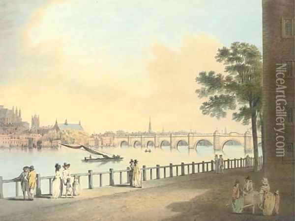Westminster Bridge from Lambeth Palace, London Oil Painting - Francis Nicholson