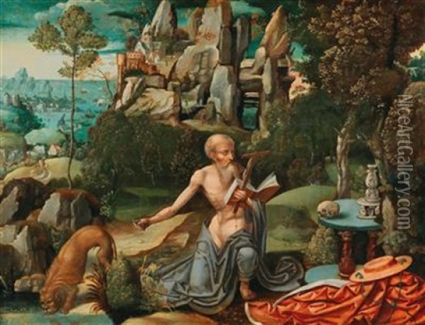 Saint Jerome In The Wilderness Oil Painting - Joachim Patinir
