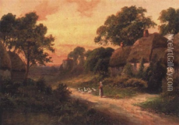 Lane At Maidstone Kent Oil Painting - Alfred Augustus Glendening Sr.