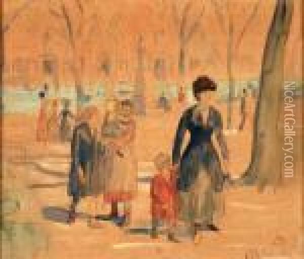 In The Park (washington Square) Oil Painting - William Glackens