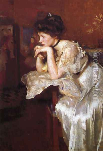 Reverie (Katherine Finn) 1913 Oil Painting - Edmund Charles Tarbell