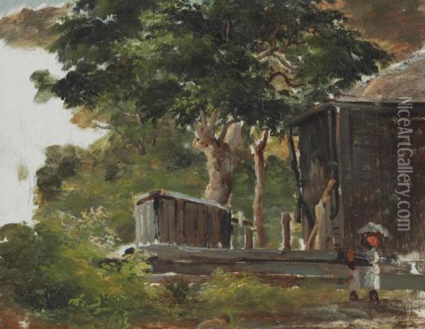 Scene Villageoise Oil Painting - Camille Pissarro