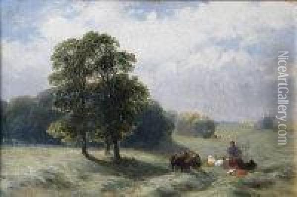 Haymaking Oil Painting - James John Hill