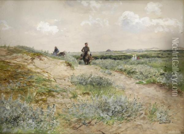 Eselreiter In Den Dunen. Oil Painting - Hugo Muhlig