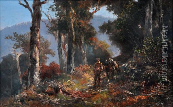  on The Mountain Track, Dandenongs  Oil Painting - James Waltham Curtis