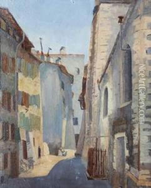 La Rue Des Chausses-coqs A Geneve Oil Painting - Jean Daniel Ihly