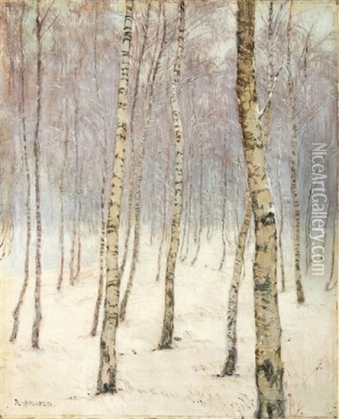Birches Oil Painting - Alois Kalvoda