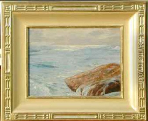 Rocks And Waves Oil Painting - Frank William Cuprien