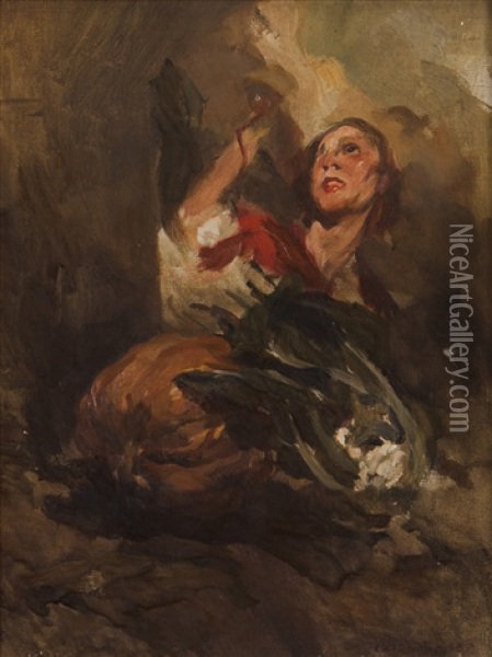 Retrato Da Mulher Do Pintor Oil Painting - Columbano Bordalo Pinheiro