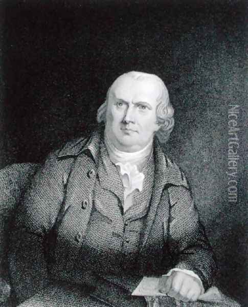 Robert Morris 1733-1806 engraved by Thomas B. Welch 1814-74 after a copy of the original by James Barton Longacre 1794-1869 Oil Painting - Robert Edge Pine