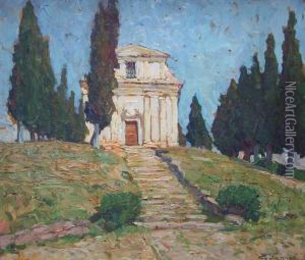 Santuario Di Gaino, Gardasee, Italien Oil Painting - Elisabeth Tapper