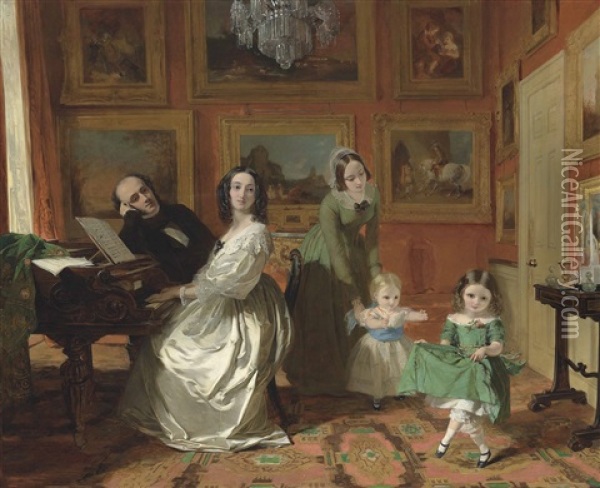The Palmer-lovell Family In An Interior Oil Painting - Augustus Leopold Egg