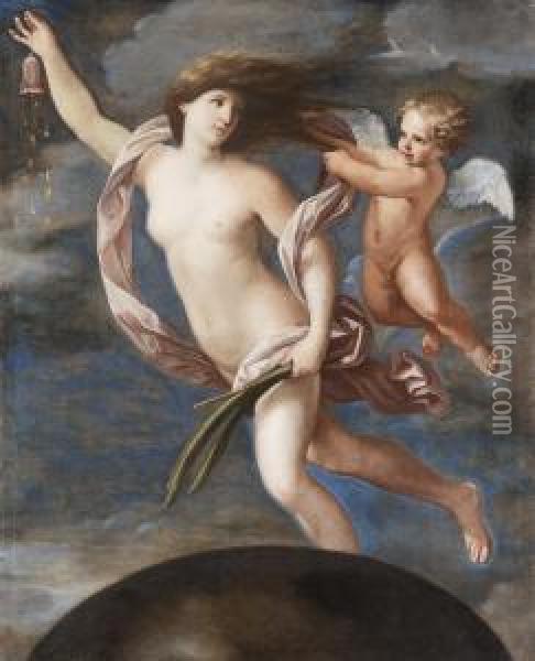 Fortune And Cupid Oil Painting - Giovanni Andrea Sirani