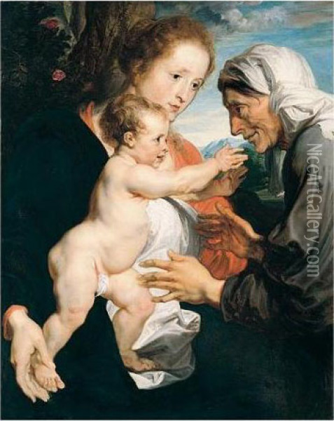 The Madonna And Child With Saint Anne Oil Painting - Sir Anthony Van Dyck
