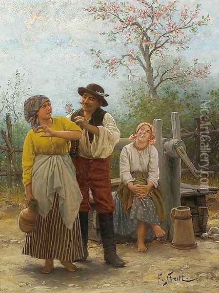 At the Well Oil Painting - Franciszek Streitt