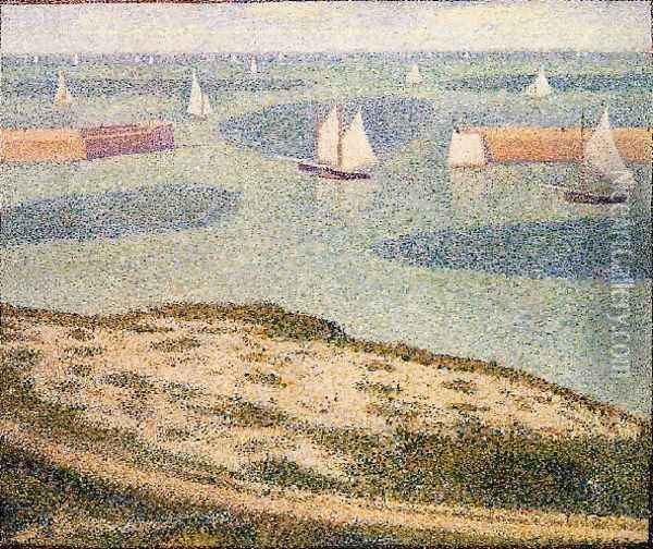 Port En Bessin Entrance To The Outer Harbor Oil Painting - Georges Seurat