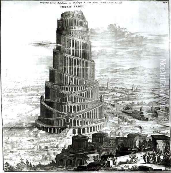 The Tower of Babel Oil Painting - Athanasius Kircher