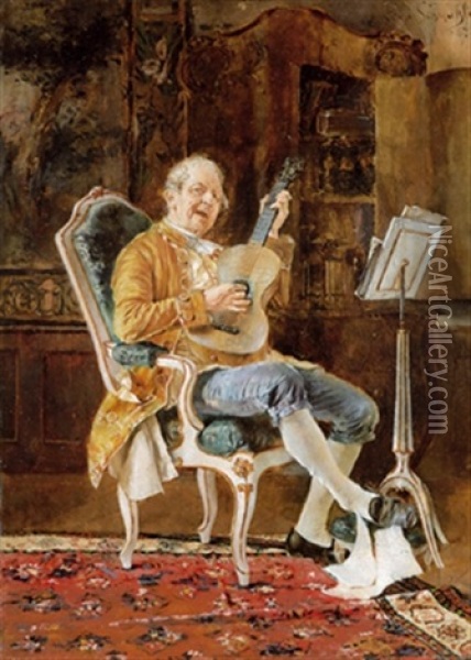 Der Musiker Oil Painting - Leopold Schmutzler