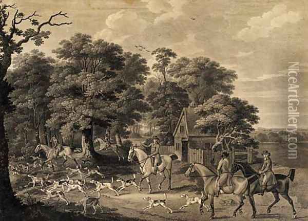 Fox hunting Brushing into cover Oil Painting - John Nost Sartorius
