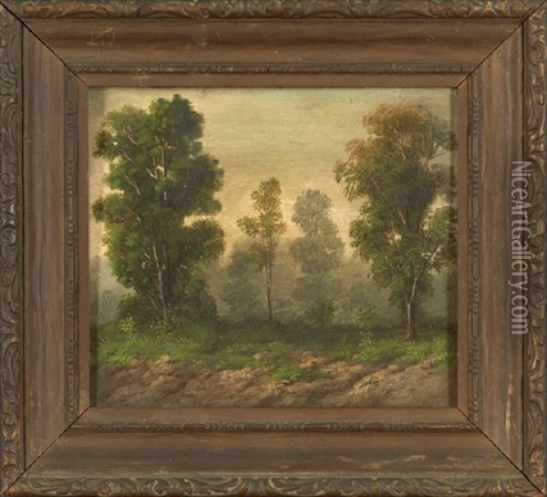 Wooded Landscape Oil Painting - George David Coulon