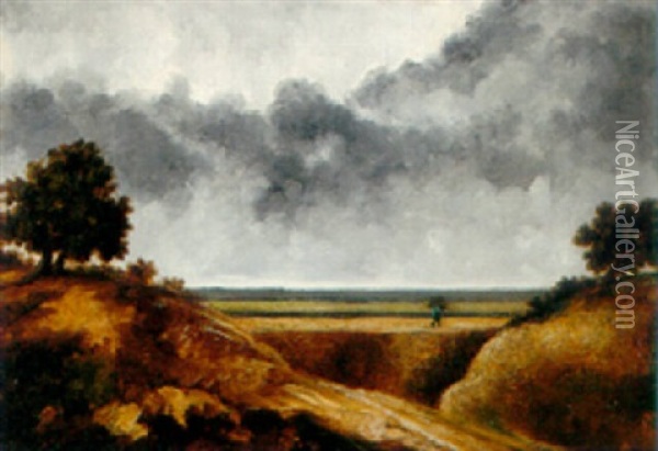 Environs Of Paris Towards Fontainebleau Oil Painting - Georges Michel
